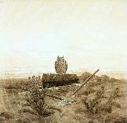 Caspar David Friedrich Landscape with Grave, Coffin and Owl France oil painting artist